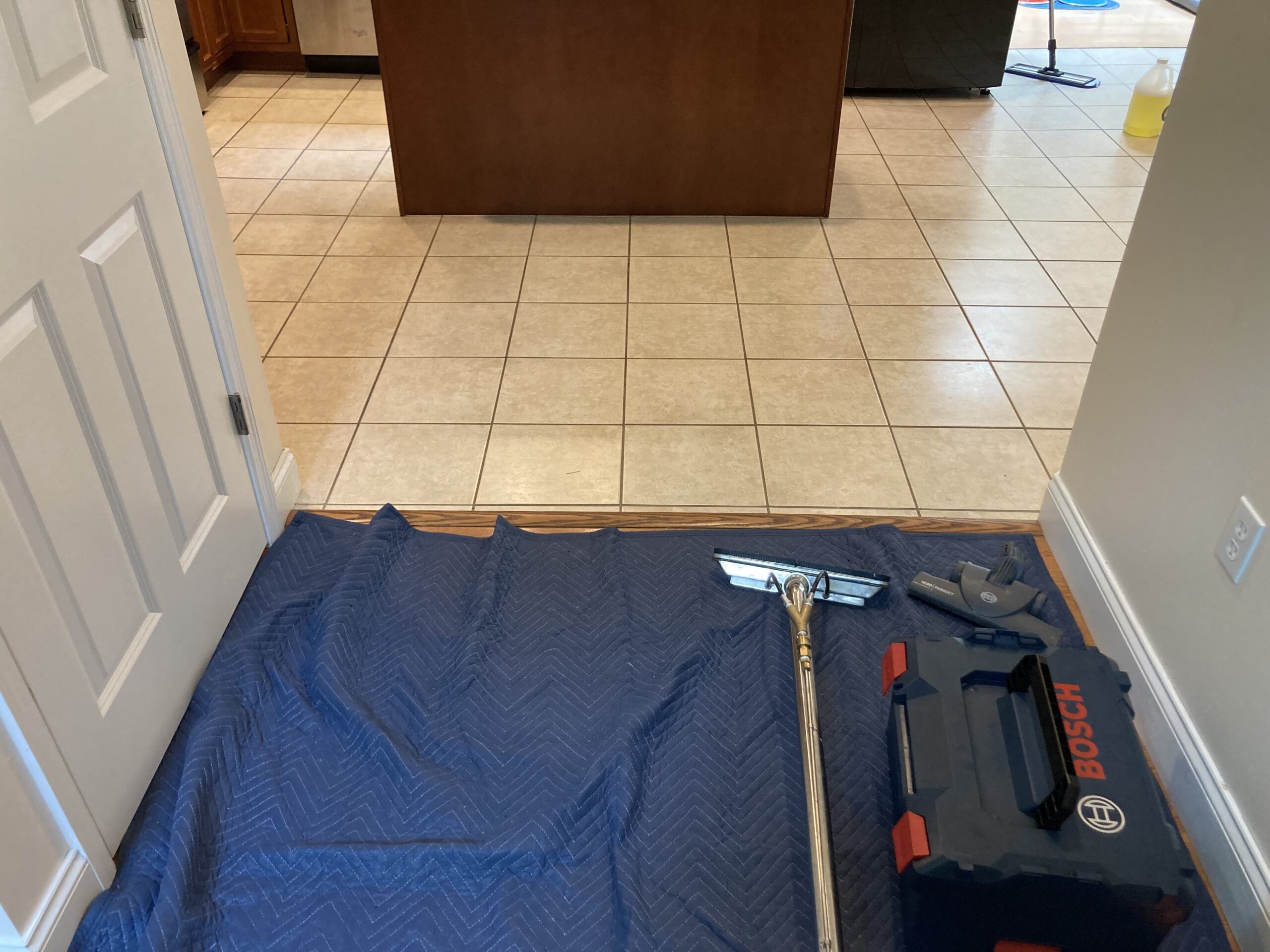 image of tile cleaning job setup